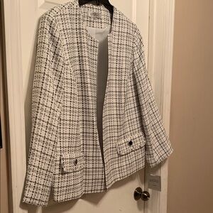 Kasper Black and White Checkered Blazer